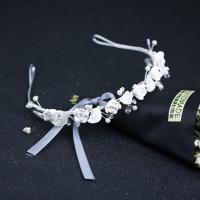 Bridal Hair Band, Zinc Alloy, with ABS Plastic Pearl & Crystal & Acrylic, silver color plated, for bridal & faceted, lead & cadmium free 