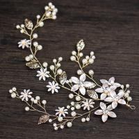 Bridal Hair Flowers, Zinc Alloy, with ABS Plastic Pearl, silver color plated, for bridal & with rhinestone, lead & cadmium free 