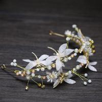 Bridal Hair Band, Zinc Alloy, with ABS Plastic Pearl & Crystal, silver color plated, for bridal & faceted & with rhinestone, lead & cadmium free 
