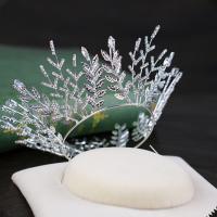 Bridal Tiaras, Zinc Alloy, silver color plated, for bridal & with rhinestone, lead & cadmium free, 140mm 