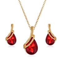 Cubic Zirconia Zinc Alloy Jewelry Sets, earring & necklace, with 1.9lnch extender chain, gold color plated, oval chain & for woman & with cubic zirconia  Approx 16.3 Inch 