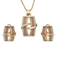 Cubic Zirconia Zinc Alloy Jewelry Sets, earring & necklace, with 2.21lnch extender chain, gold color plated, lantern chain & micro pave cubic zirconia & for woman  Approx 17.5 Inch 