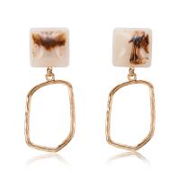 Acetate Drop Earring, with Zinc Alloy, stainless steel post pin, gold color plated, for woman 