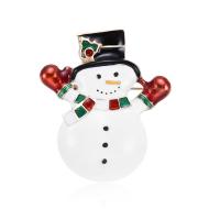 Zinc Alloy Brooch, Snowman, gold color plated, Christmas jewelry & for woman & enamel, lead & cadmium free 
