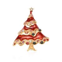 Zinc Alloy Brooch, Christmas Tree, gold color plated, Christmas jewelry & for woman & enamel & with rhinestone lead & cadmium free 