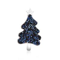 Zinc Alloy Brooch, Christmas Tree, platinum color plated, Christmas jewelry & for woman & with rhinestone, lead & cadmium free 