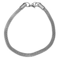 Stainless Steel Chain Bracelets, Unisex & mesh chain, original color, 4mm Approx 8.5 Inch 