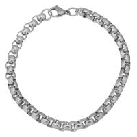 Stainless Steel Chain Bracelets, Unisex & box chain, original color Approx 8 Inch 