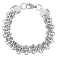 Stainless Steel Chain Bracelets, Unisex, original color  Approx 8.5 Inch 