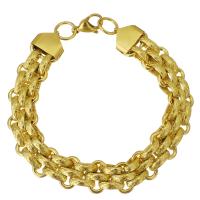 Stainless Steel Chain Bracelets, gold color plated, Unisex  Approx 9 Inch 