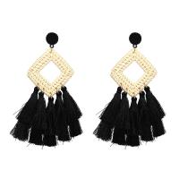 Zinc Alloy Tassel Earring, with Nylon, stainless steel post pin, plated, for woman, lead & cadmium free US Ring .5-2 