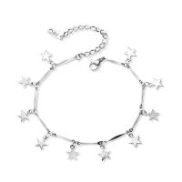 Stainless Steel Anklets Jewelry, 316L Stainless Steel, with 2.3inch extender chain, Star, bar chain & for woman, original color Approx 7.4 Inch 