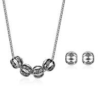 Rhinestone Zinc Alloy Jewelry Set, earring & necklace, with 2.5lnch extender chain, silver color plated, lantern chain & for woman & with rhinestone & hollow, 61mm Approx 15.7 Inch 