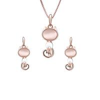Zinc Alloy Jewelry Set, earring & necklace, with Cats Eye, with 2.2lnch extender chain, Cat, rose gold color plated, box chain & for woman  Approx 15.4 Inch 