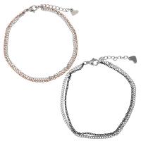 Stainless Steel Chain Bracelets, with 2Inch extender chain, Heart, plated, twist oval chain & oval chain & for woman Approx 7 Inch 
