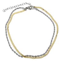 Stainless Steel Chain Bracelets, with 2Inch extender chain, plated, French Rope Chain & curb chain & for woman & , 2mm Approx 9 Inch 