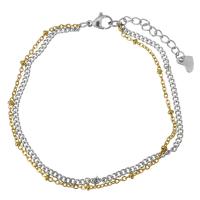 Stainless Steel Chain Bracelets, with 2Inch extender chain, plated, curb chain & oval chain & for woman &  Approx 7 Inch 