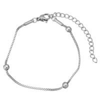 Stainless Steel Chain Bracelets, with 2.5Inch extender chain, box chain & for woman, original color 1mm Approx 6 Inch 