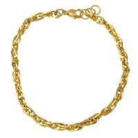 Pulseras de acero inoxidable, chapado en color dorado, cadena de cuerda & para mujer, 6x1mm, longitud:aproximado 8.5 Inch, Vendido por Sarta
