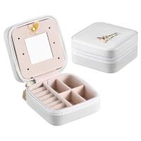 Multifunctional Jewelry Box, PU Leather, with Velveteen & Glass,  Square 
