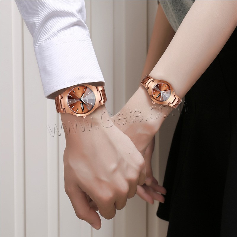 WLISH® Unisex Jewelry Watch, Stainless Steel, with Glass & Zinc Alloy, Chinese movement, gold color plated, Life water resistant & different size for choice & luminated & with rhinestone, Sold By PC