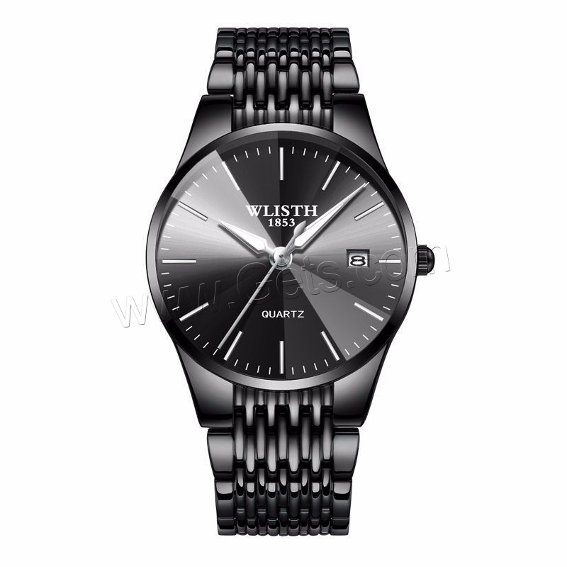 WLISH® Unisex Jewelry Watch, Stainless Steel, with Glass & Zinc Alloy, Chinese movement, plated, Life water resistant & different size for choice, more colors for choice, Sold By PC