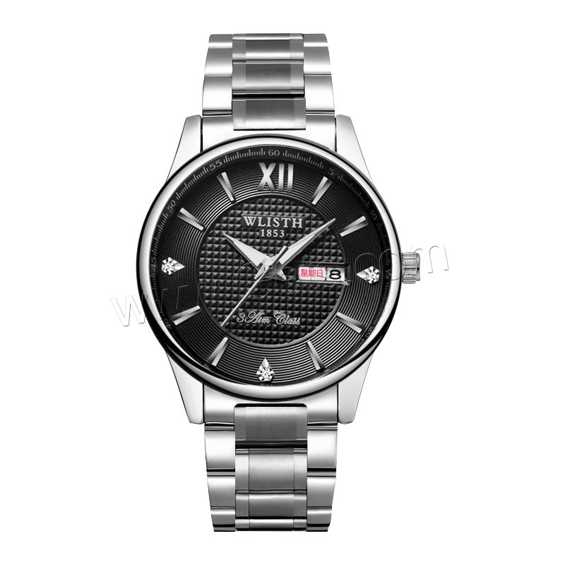 WLISH® Unisex Jewelry Watch, Stainless Steel, with Glass & Zinc Alloy, Chinese movement, plated, Life water resistant & different size for choice & luminated & with rhinestone, more colors for choice, Sold By PC