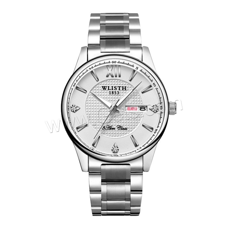 WLISH® Unisex Jewelry Watch, Stainless Steel, with Glass & Zinc Alloy, Chinese movement, plated, Life water resistant & different size for choice & luminated & with rhinestone, more colors for choice, Sold By PC