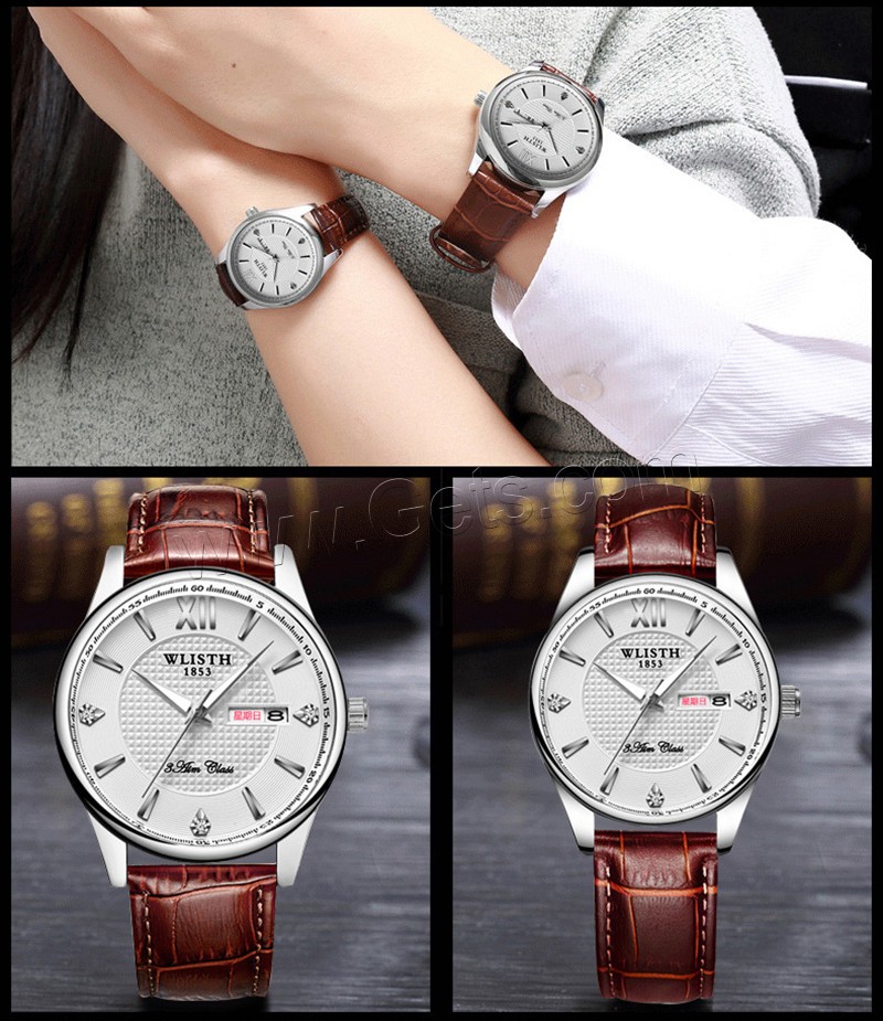 WLISH® Unisex Jewelry Watch, PU Leather, with Glass & Stainless Steel & Zinc Alloy, Chinese movement, plated, Life water resistant & adjustable & different size for choice & luminated & with rhinestone, more colors for choice, Sold By PC