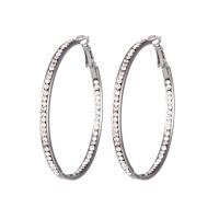 Zinc Alloy Hoop Earring, silver color plated & micro pave rhinestone & for woman 