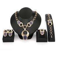 Zinc Alloy Jewelry Set, finger ring & bracelet & earring & necklace, with Cats Eye, with 1.77lnch, 1.77lnch extender chain, gold color plated, rolo chain & for woman & with rhinestone   US Ring .5-8 Approx 6.9 Inch, Approx  15.7 Inch 