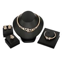 Rhinestone Zinc Alloy Jewelry Set, Stud Earring & collar & bangle & finger ring, gold color plated, for woman & with rhinestone  Inner Approx 120mm, 57mm, US Ring .5-8 