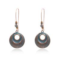 Zinc Alloy Drop Earring, Flat Round, plated copper green, for woman 
