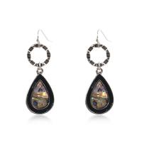 Zinc Alloy Drop Earring, with Abalone Shell & Resin, Teardrop, antique silver color plated, for woman 