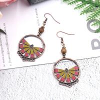 Zinc Alloy Drop Earring, with Wenge, antique copper color plated, for woman & enamel 
