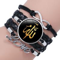 PU Leather Bracelet, with Paper & Glass & Zinc Alloy, with 2inch extender chain, plated, time gem jewelry & Unisex & multi-strand, 25mm Approx 6.3 Inch 