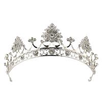 Bridal Tiaras, Zinc Alloy, silver color plated, for bridal & with rhinestone, lead & cadmium free 