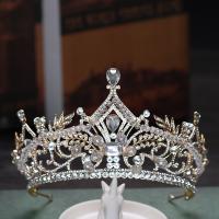 Bridal Tiaras, Zinc Alloy, with Crystal, gold color plated, for bridal & faceted & with rhinestone, lead & cadmium free 