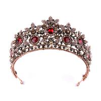 Bridal Tiaras, Zinc Alloy, with ABS Plastic Pearl, antique copper color plated, for bridal & with rhinestone, lead & cadmium free 