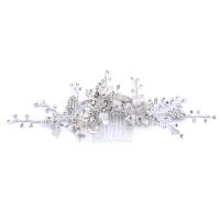 Bridal Decorative Hair Comb, Zinc Alloy, with Crystal, silver color plated, for bridal & faceted & with rhinestone lead & cadmium free 