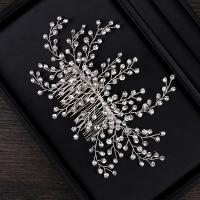 Bridal Decorative Hair Comb, Zinc Alloy, silver color plated, for bridal & with rhinestone, lead & cadmium free 