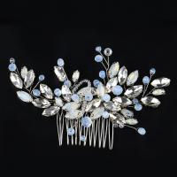 Bridal Decorative Hair Comb, Zinc Alloy, with Crystal, silver color plated, for bridal & faceted & with rhinestone, lead & cadmium free 