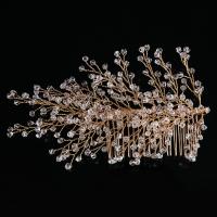 Bridal Decorative Hair Comb, Zinc Alloy, with Crystal, gold color plated, for bridal & faceted, lead & cadmium free 