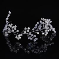 Bridal Hair Flowers, Zinc Alloy, with ABS Plastic Pearl & Crystal, silver color plated, for bridal & faceted, lead & cadmium free 
