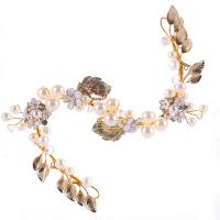 Bridal Hair Flowers, Zinc Alloy, with ABS Plastic Pearl & Crystal, gold color plated, for bridal & faceted & with rhinestone, lead & cadmium free 