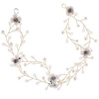 Zinc Alloy Headband, with ABS Plastic Pearl, gold color plated, for bridal & with rhinestone, lead & cadmium free 