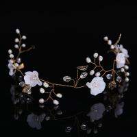 Zinc Alloy Headband, with ABS Plastic Pearl & Crystal, gold color plated, for bridal & faceted, lead & cadmium free 