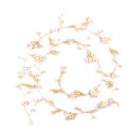 Zinc Alloy Headband, with ABS Plastic Pearl & Acrylic, gold color plated, for bridal, lead & cadmium free 