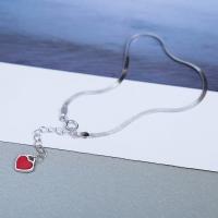 Sterling Silver Bracelets, 925 Sterling Silver, with 1.38lnch extender chain, Heart, platinum plated, mesh chain & for woman & enamel Approx 6.3 Inch 