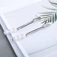 925 Sterling Silver Drop Earring, with Glass Pearl, platinum plated, for woman 